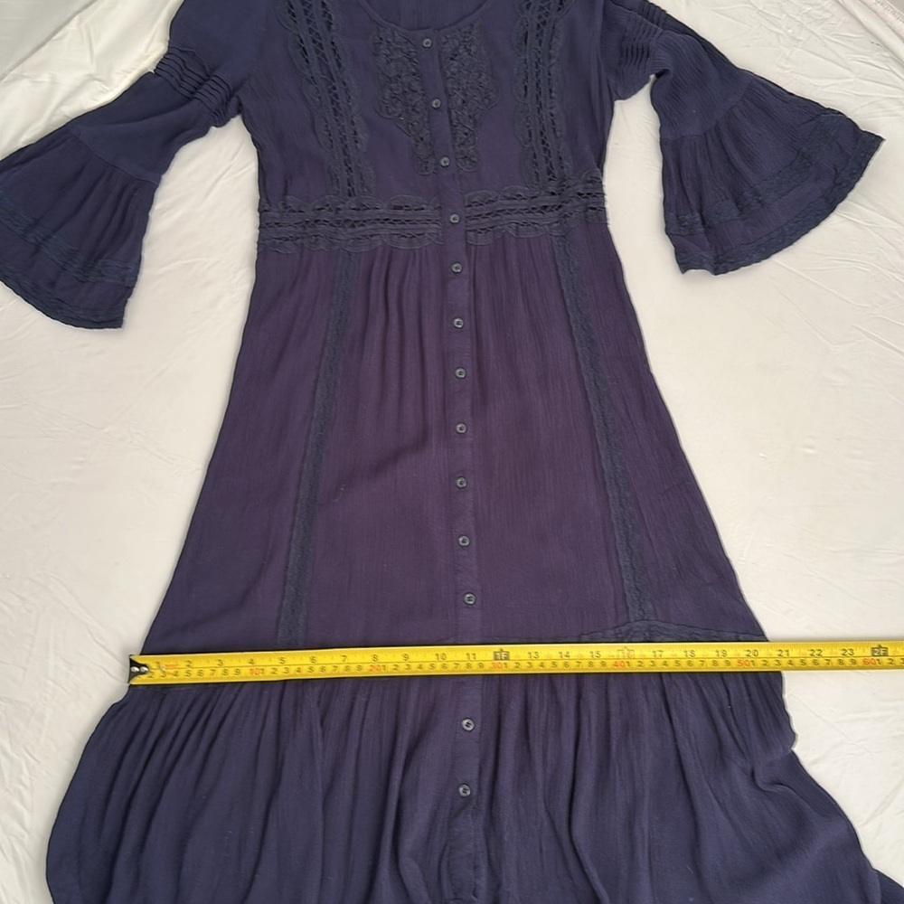 Free People navy boho three quarter bell sleeve maxi dress 2 - Picture 11 of 12